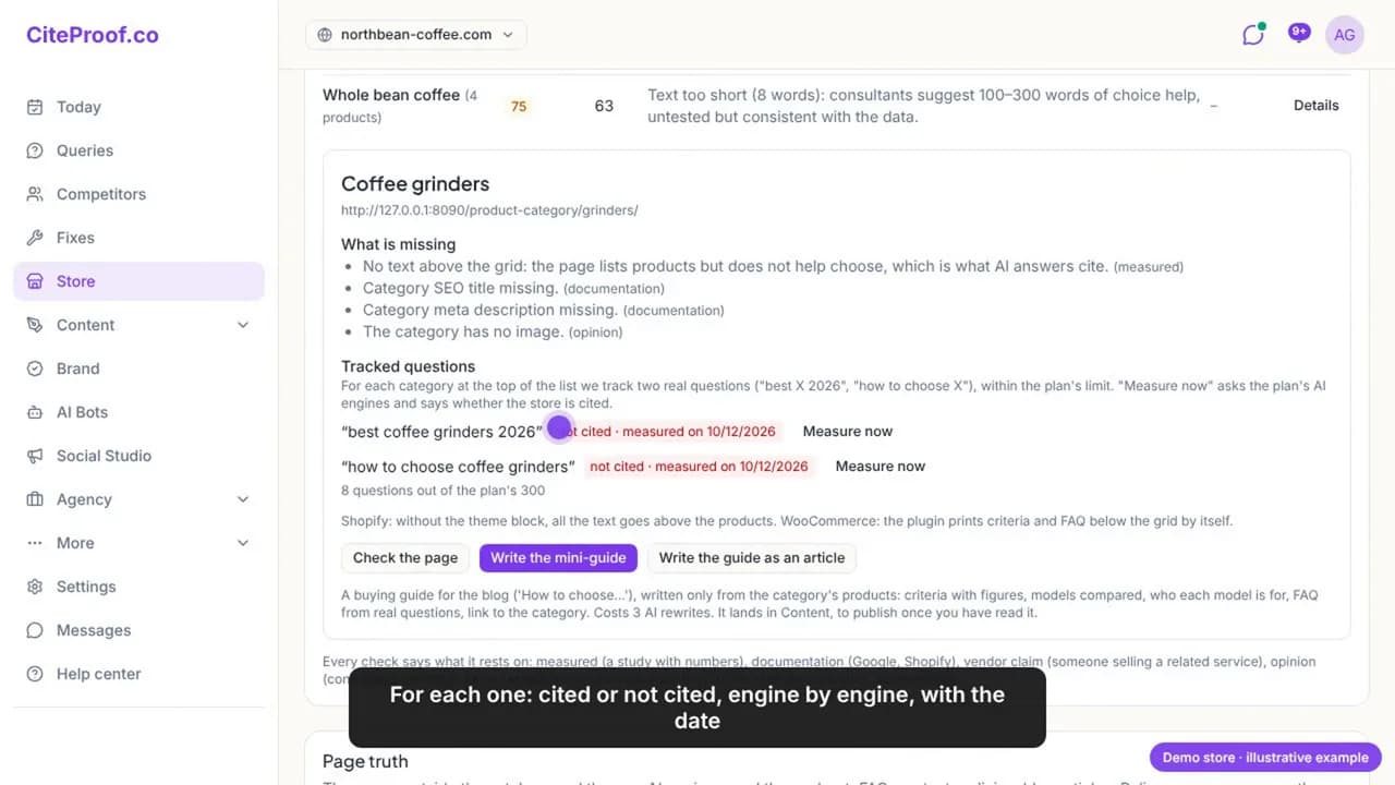 Verfolgte Fragen für die Kategorie Coffee grinders: „best coffee grinders 2026“ und „how to choose coffee grinders“, beide nicht zitiert, gemessen am 12.10.2026